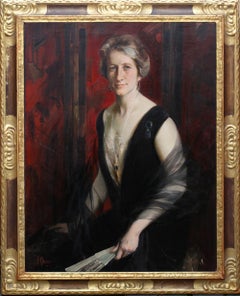 Portrait of Violet Ann Gilbert - British 1920s art oil painting exh Paris Salon