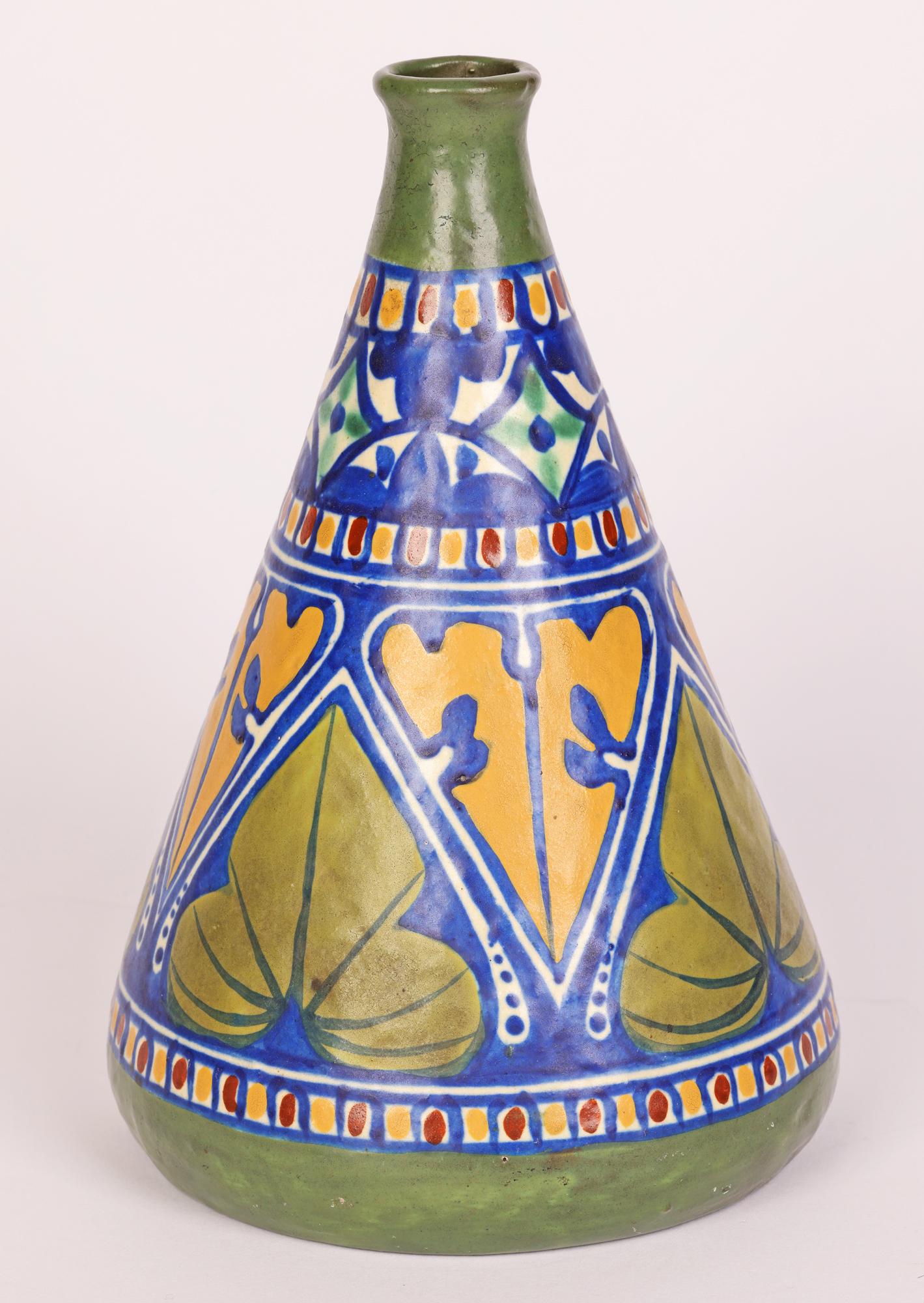Early 20th Century James Plant Hanley Early Art Deco Hand Painted Art Pottery Vase  For Sale