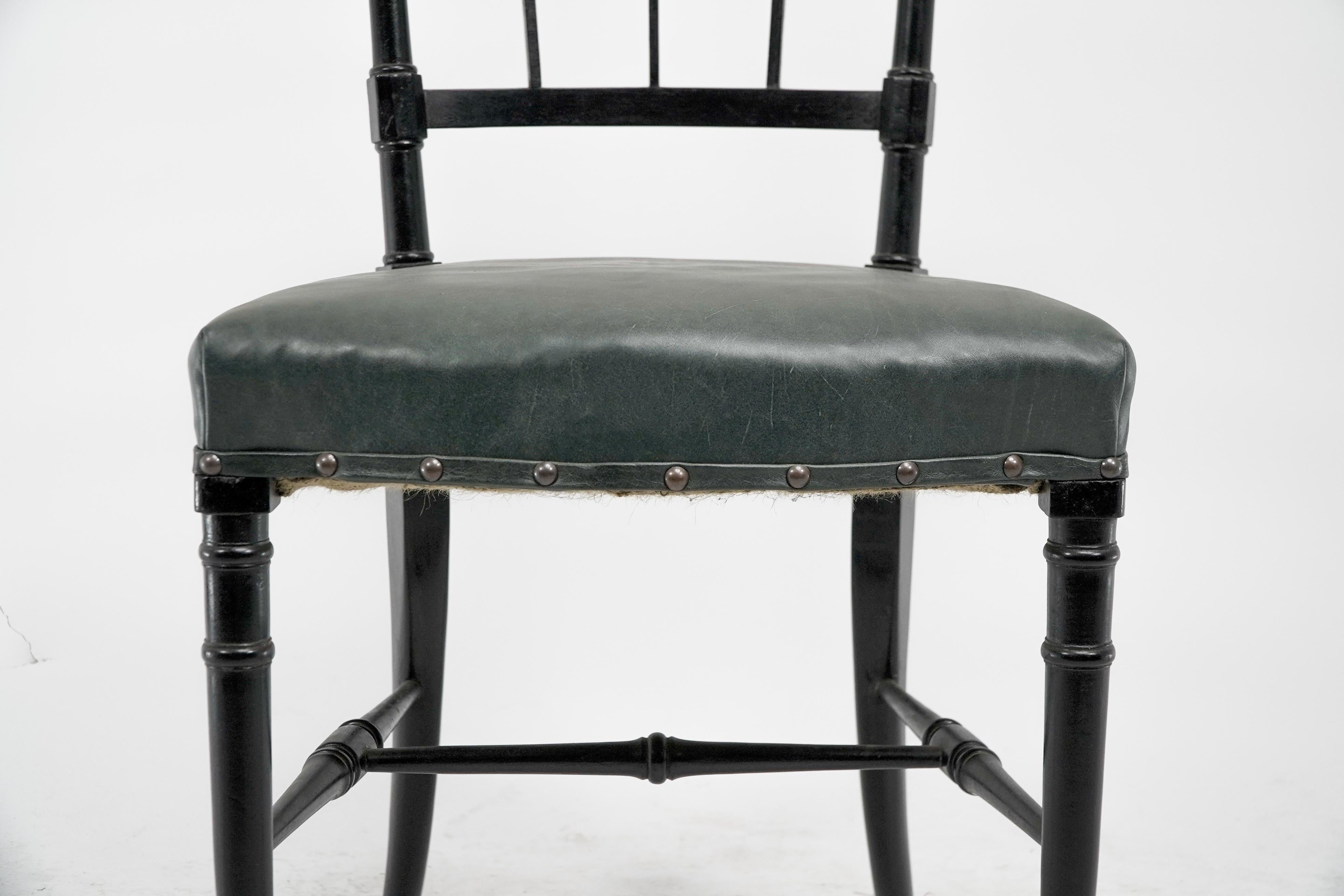 James Plucknett A pair of Anglo-Japanese ebonized side chairs For Sale 3