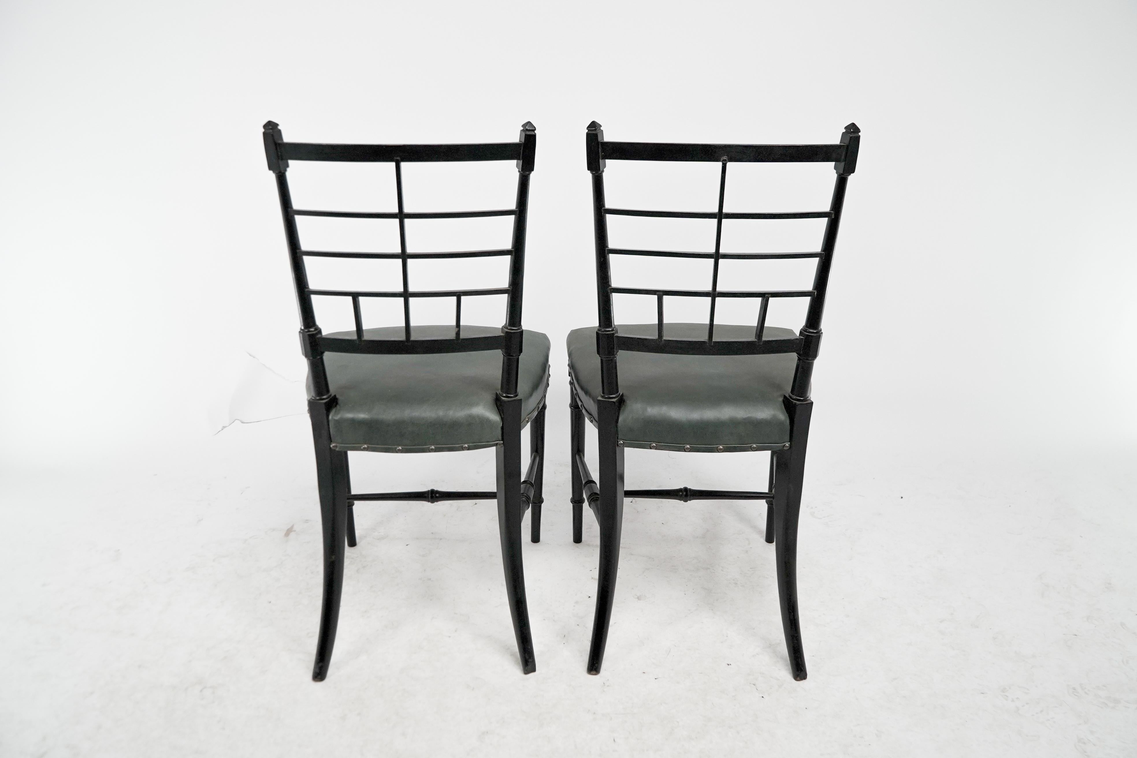 James Plucknett A pair of Anglo-Japanese ebonized side chairs For Sale 10