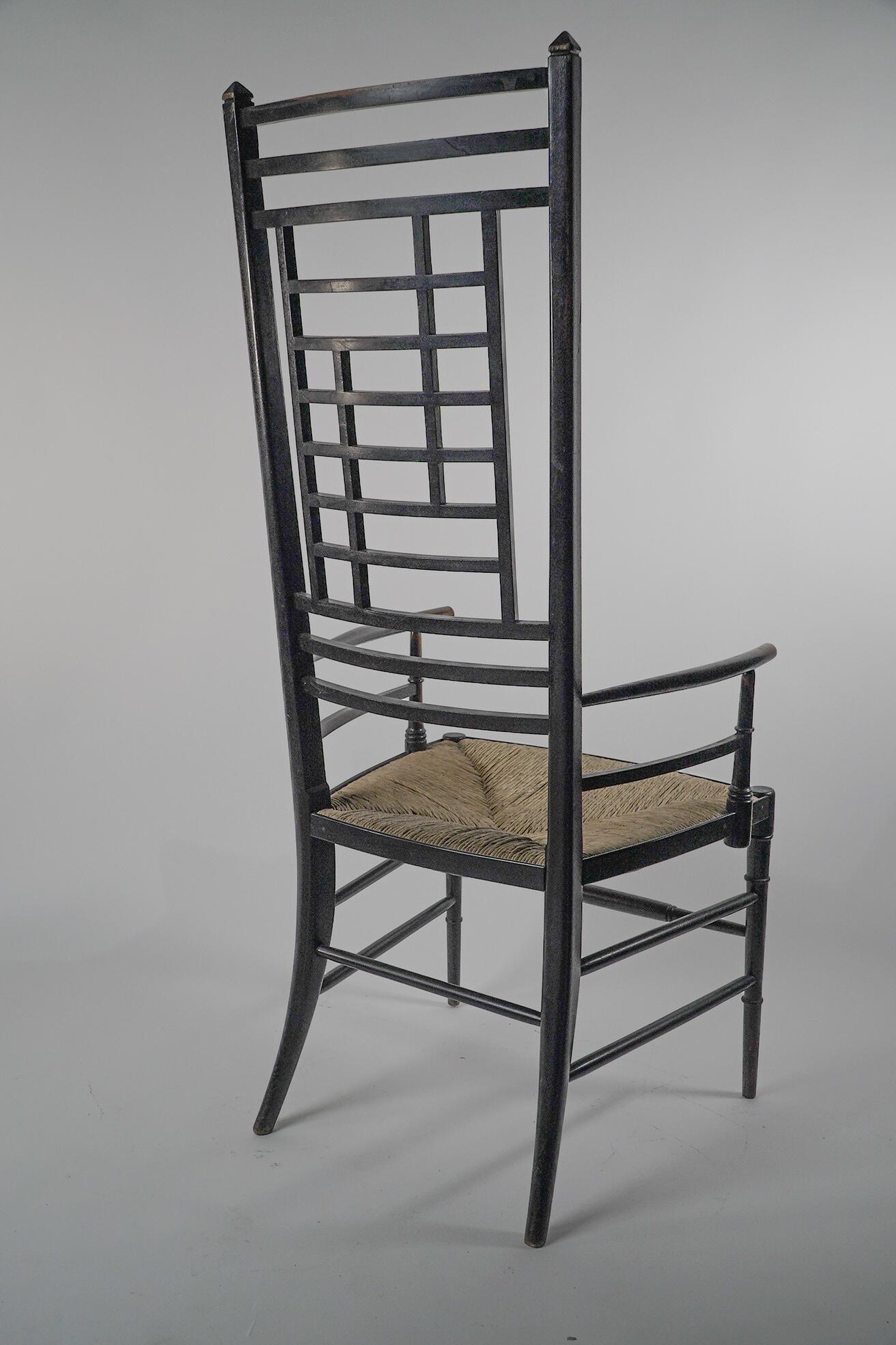 James Plucknett attri. an exagerated high back AngloJapanese ebonized armchair For Sale 5