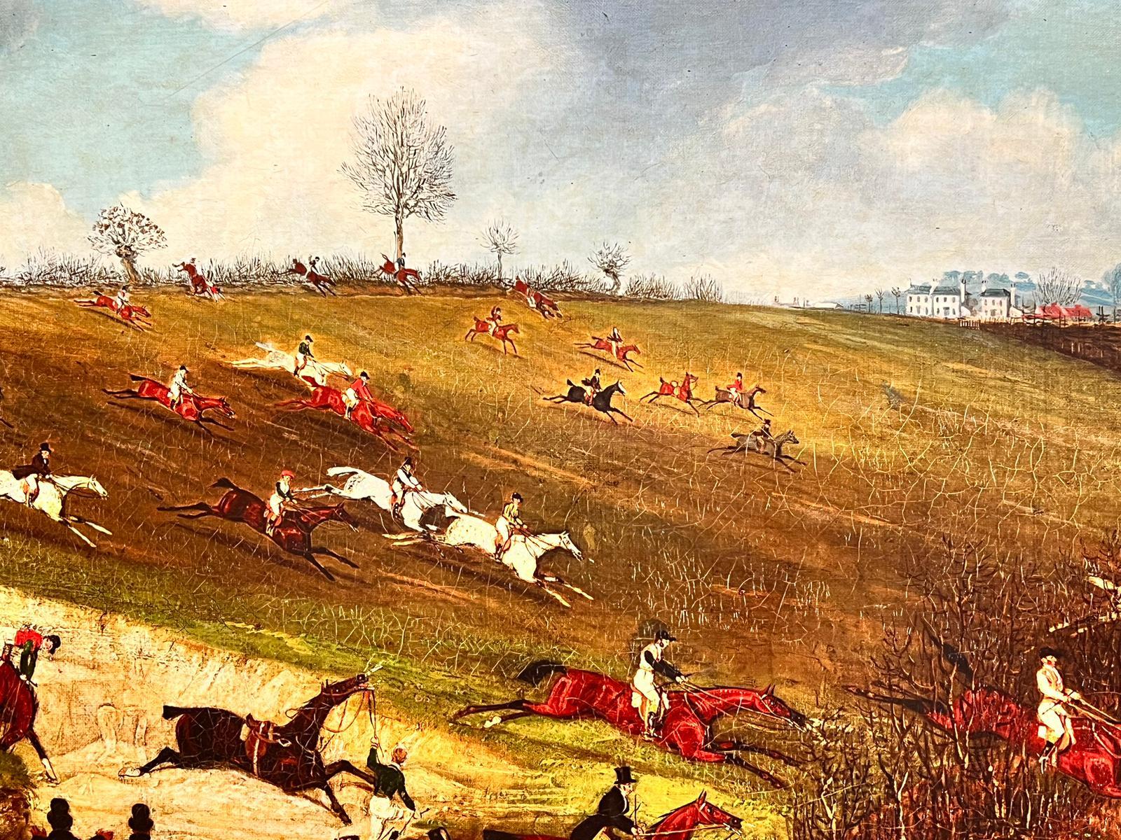Huge British Sporting Countryside Horse Racing Steeple Chase Scene - Victorian Painting by James Pollard