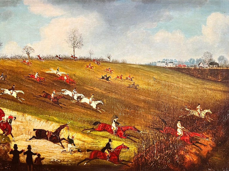 Huge British Sporting Countryside Horse Racing Steeple Chase Scene For ...