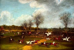 Large Classic English Steeplechase Horse Racing Picture Country House Interiors