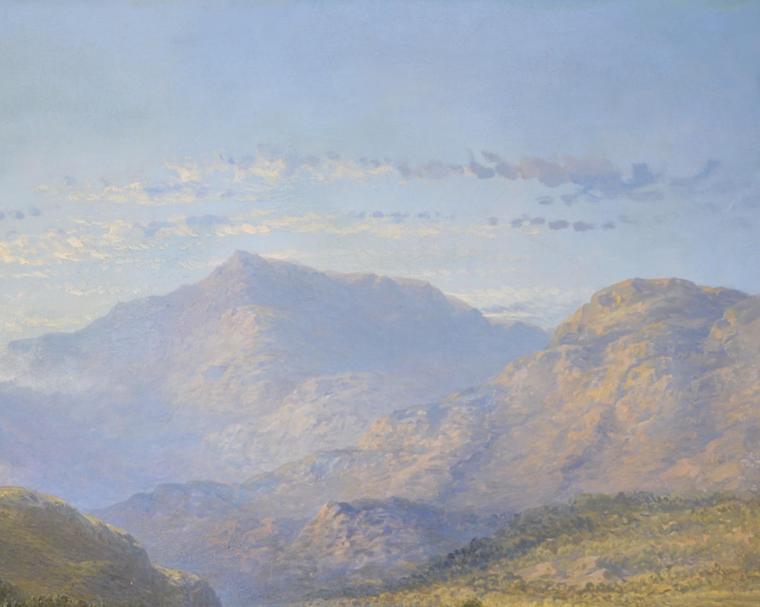 Summertime, Loch Lomond - 19th Century Scottish Highlands Landscape Oil Painting - Brown Landscape Painting by James Poole