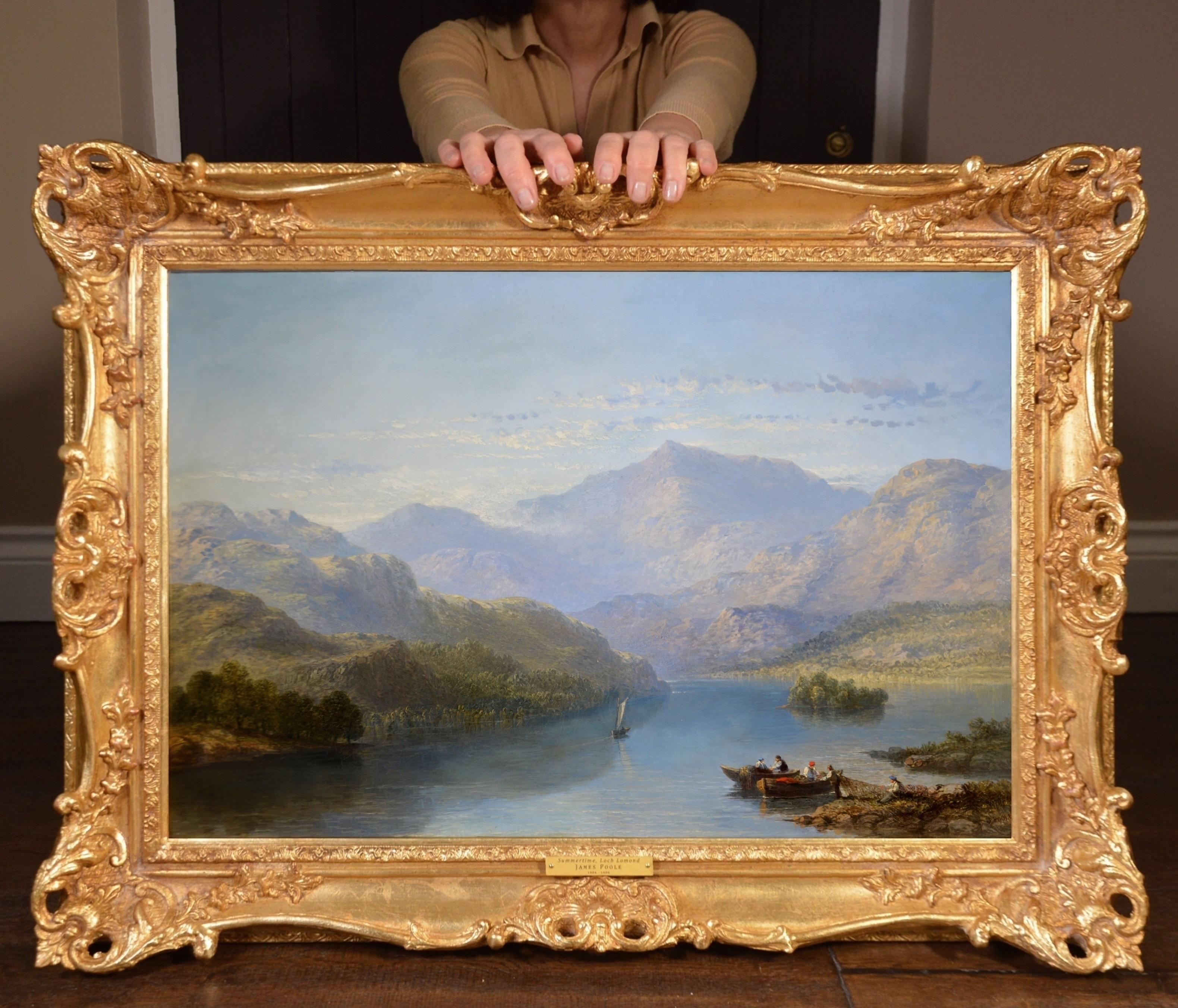 James Poole Landscape Painting - Summertime, Loch Lomond - 19th Century Scottish Highlands Landscape Oil Painting