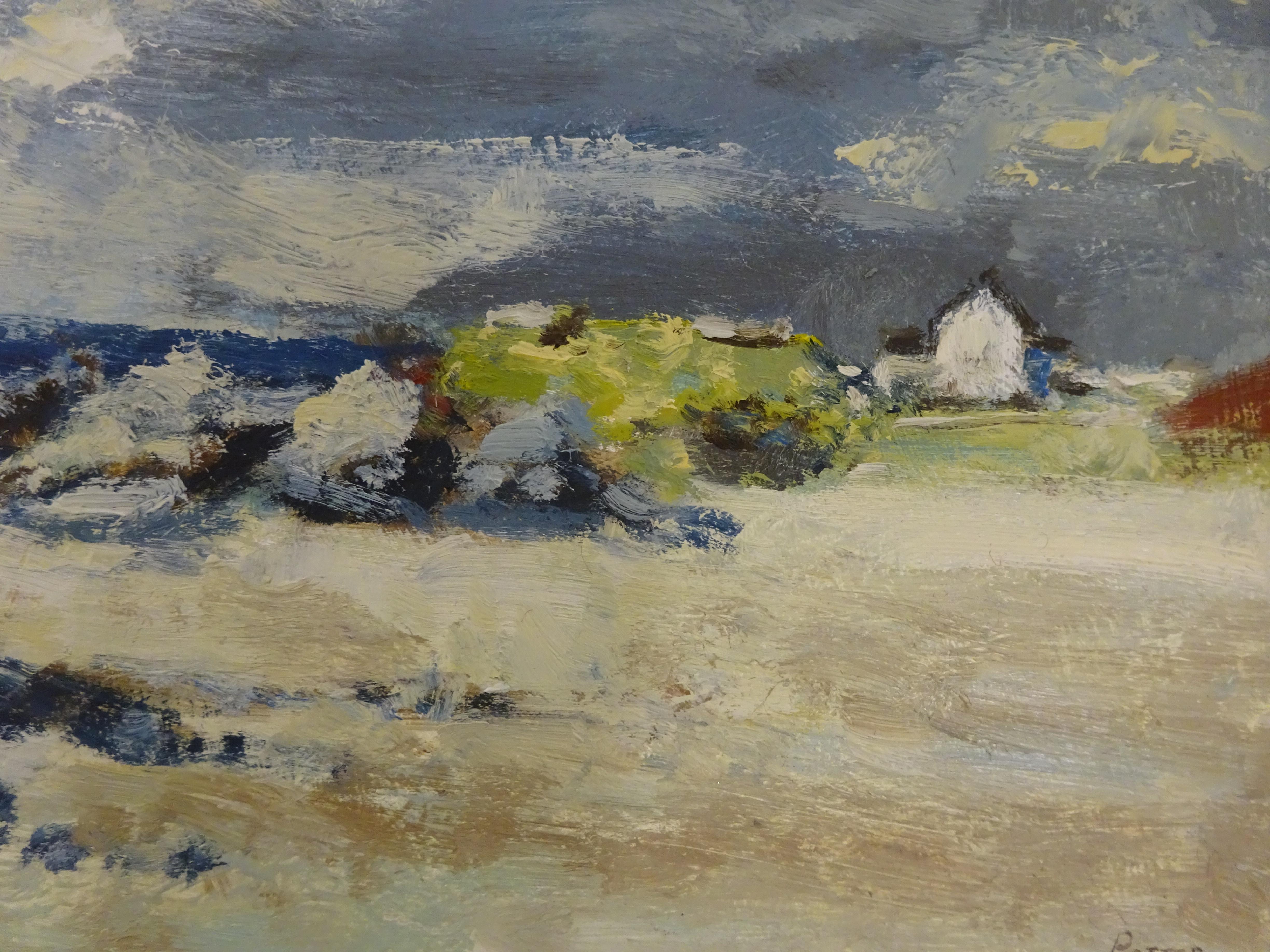 Small White House on Beach, Near Mallaig - Impressionist Painting by James Potter