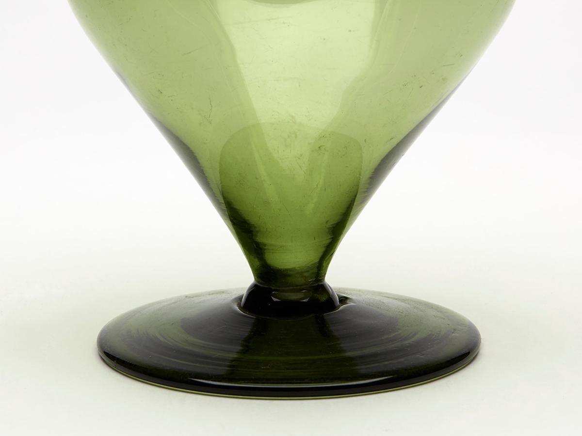 English James Powell Art Nouveau Green Glass Bud Shaped Vase For Sale