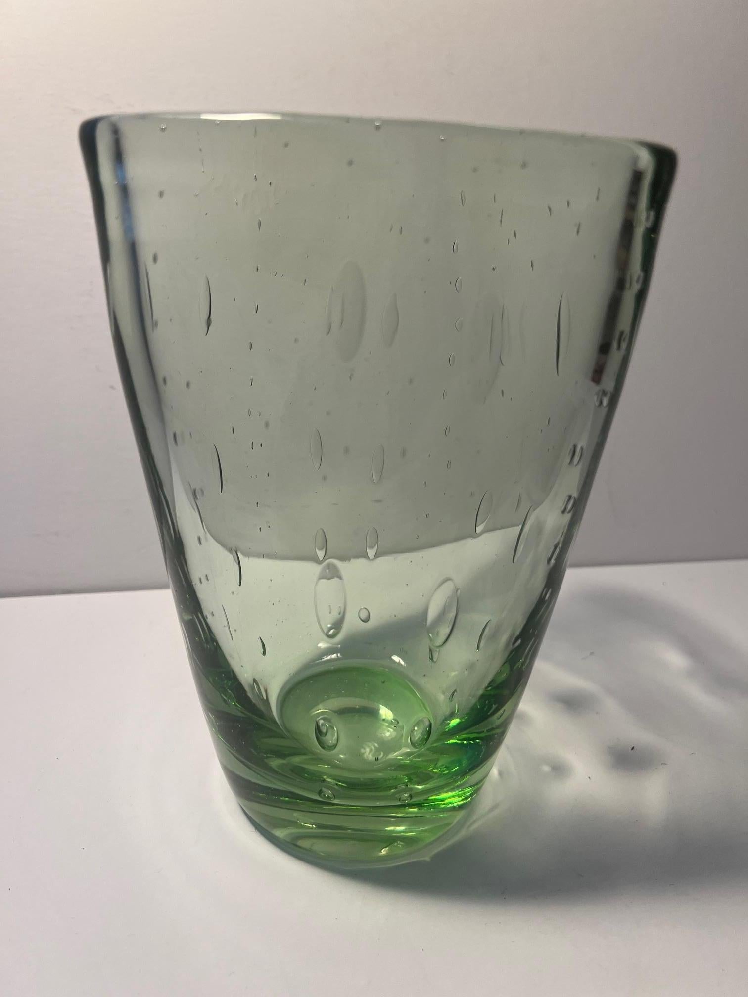 Mid-20th Century James Powell Green Glass Vase For Sale