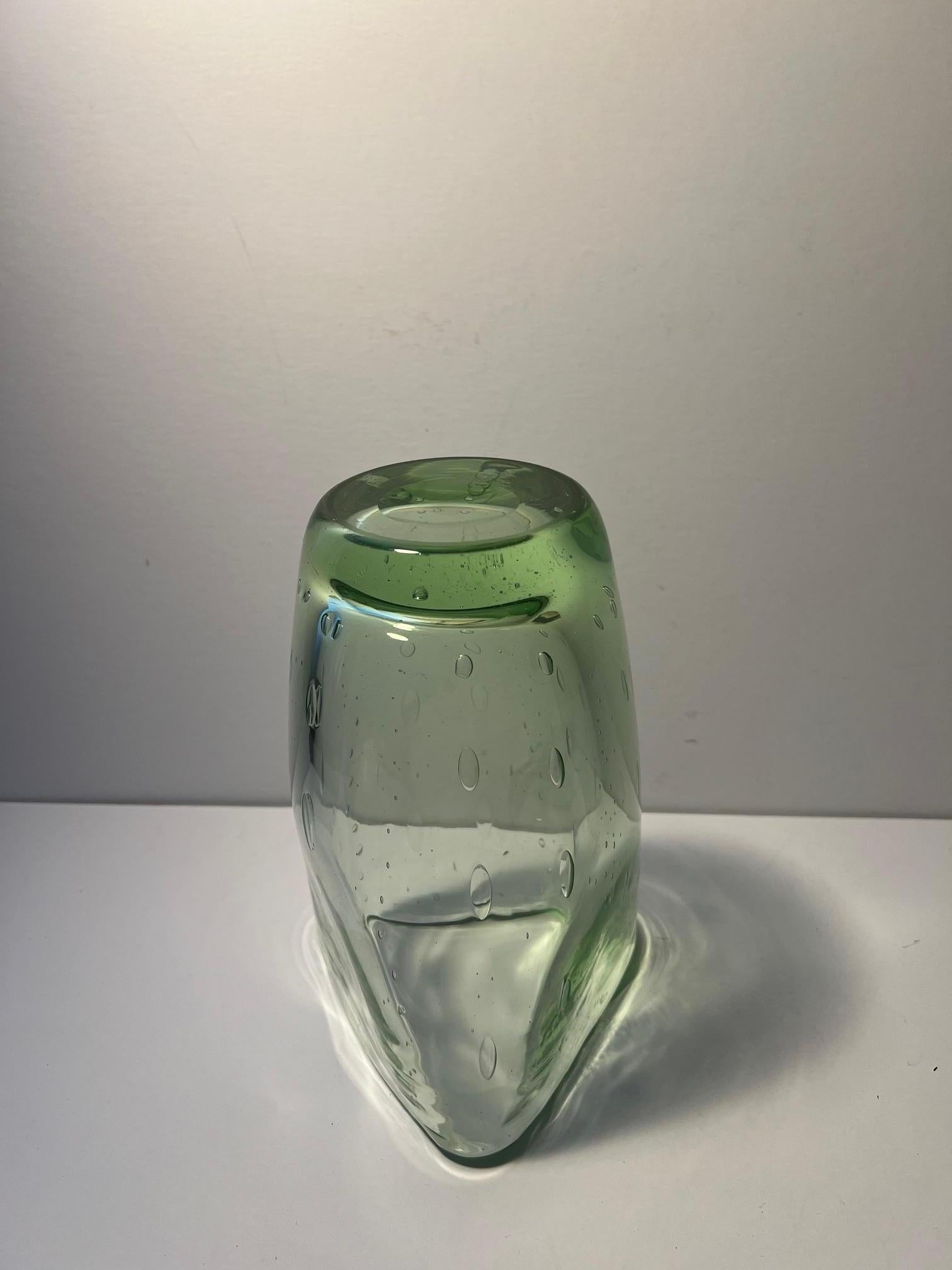 James Powell Green Glass Vase For Sale 1