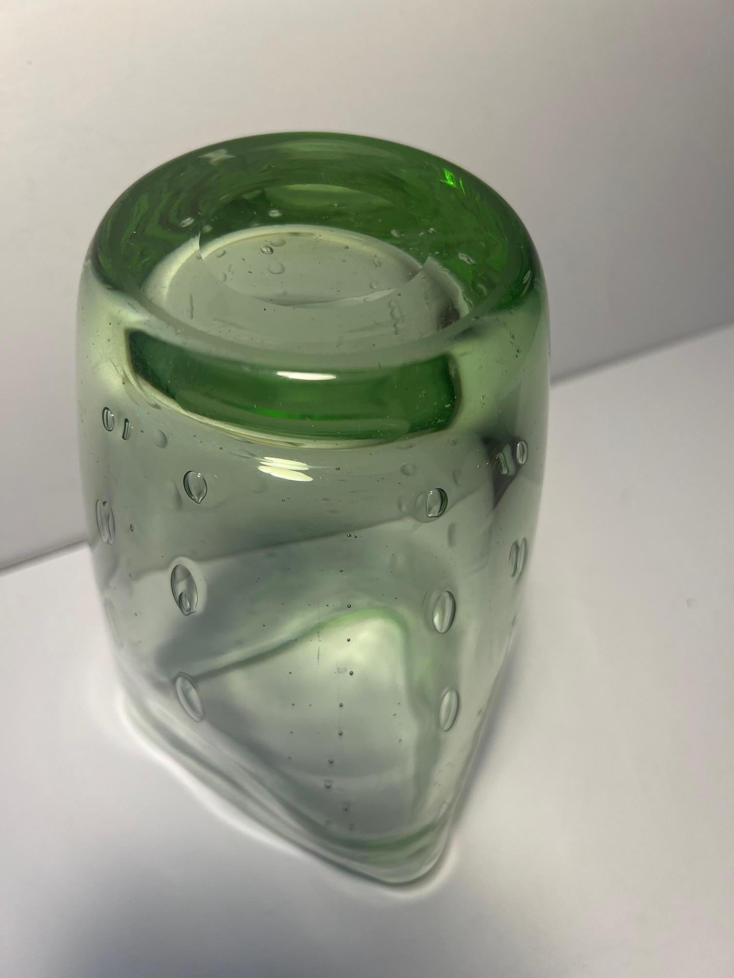 James Powell Green Glass Vase For Sale 3