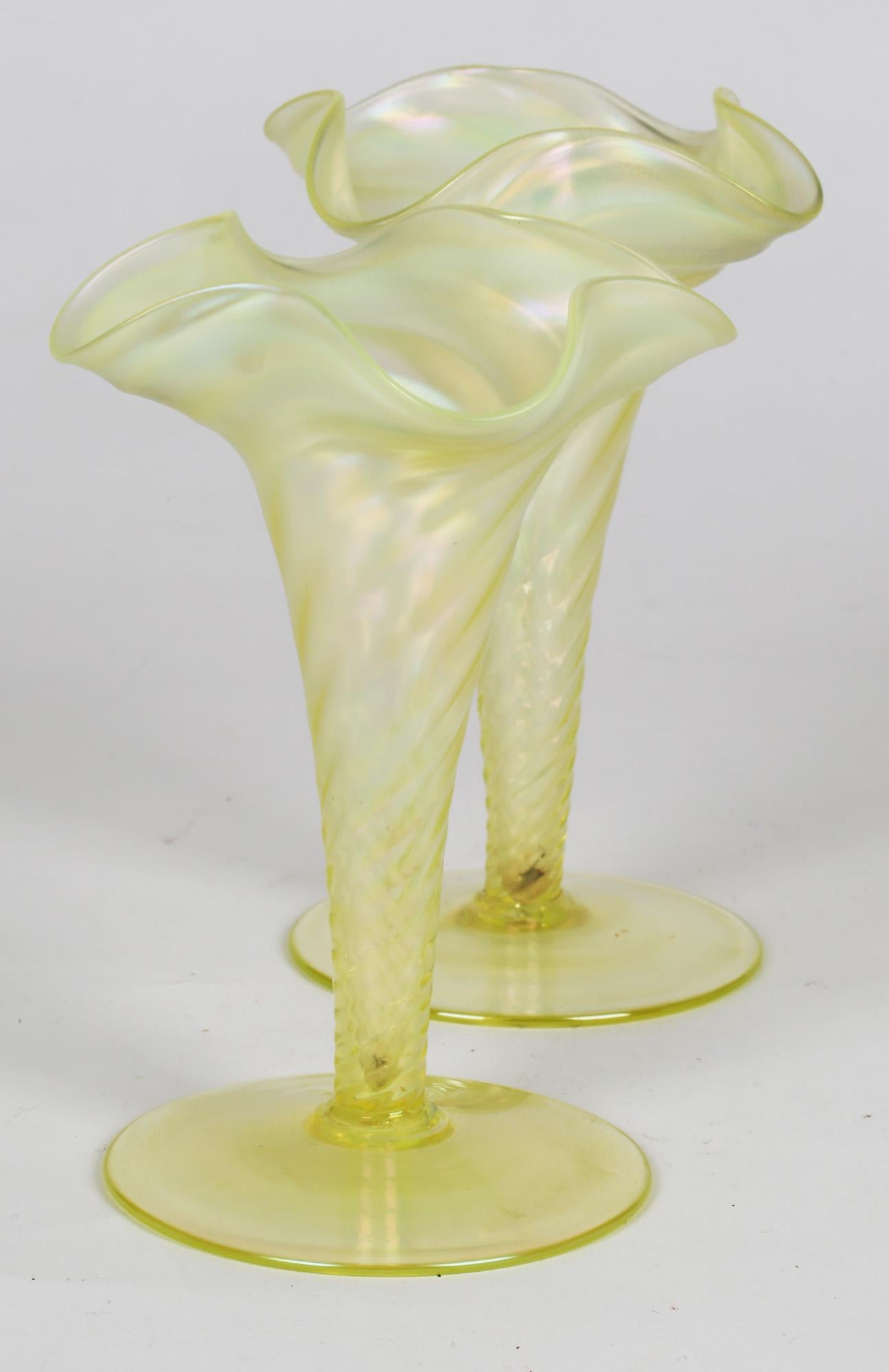 yellow vaseline glass vase
