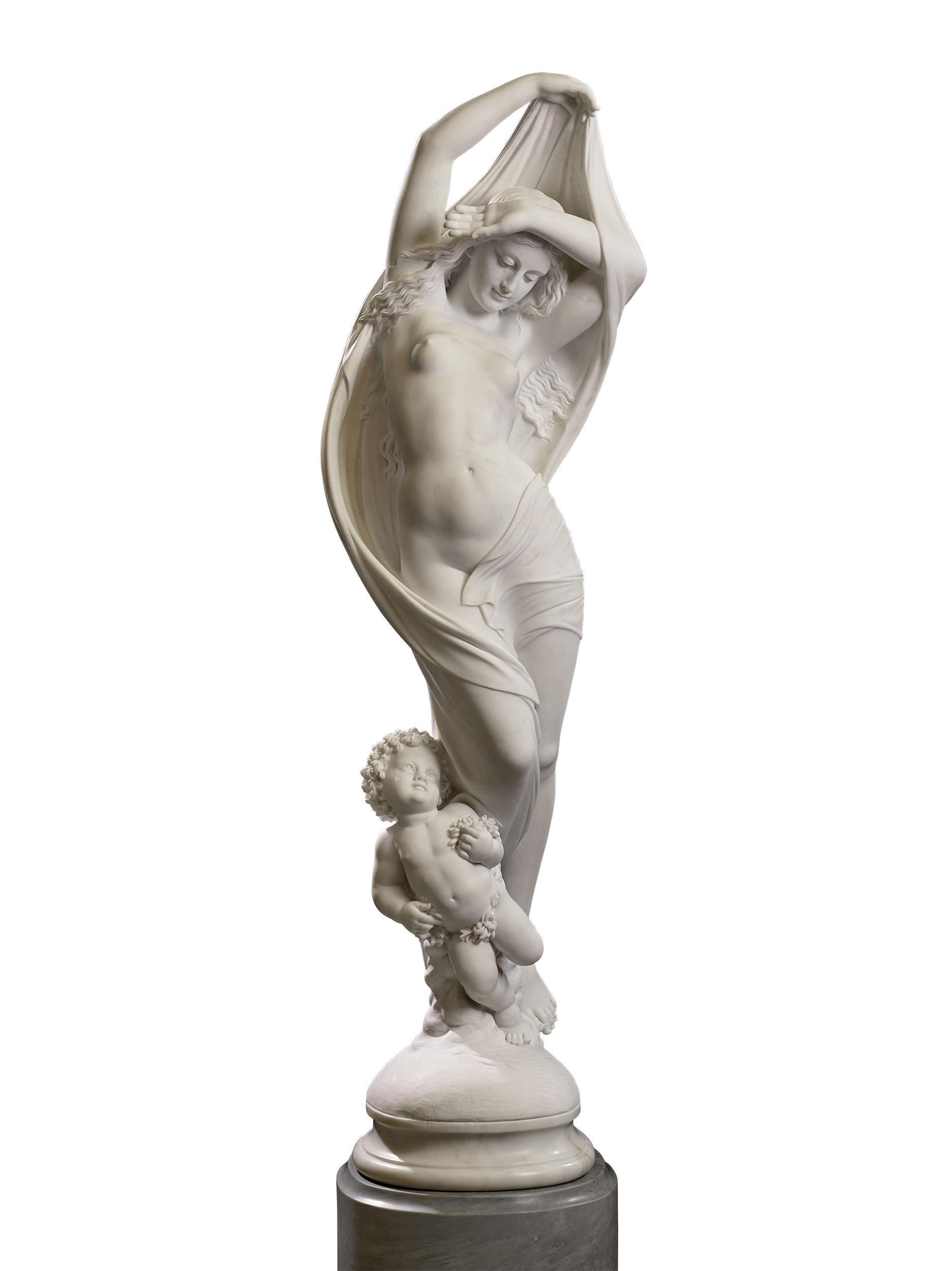 The Night - Gray Nude Sculpture by James Pradier