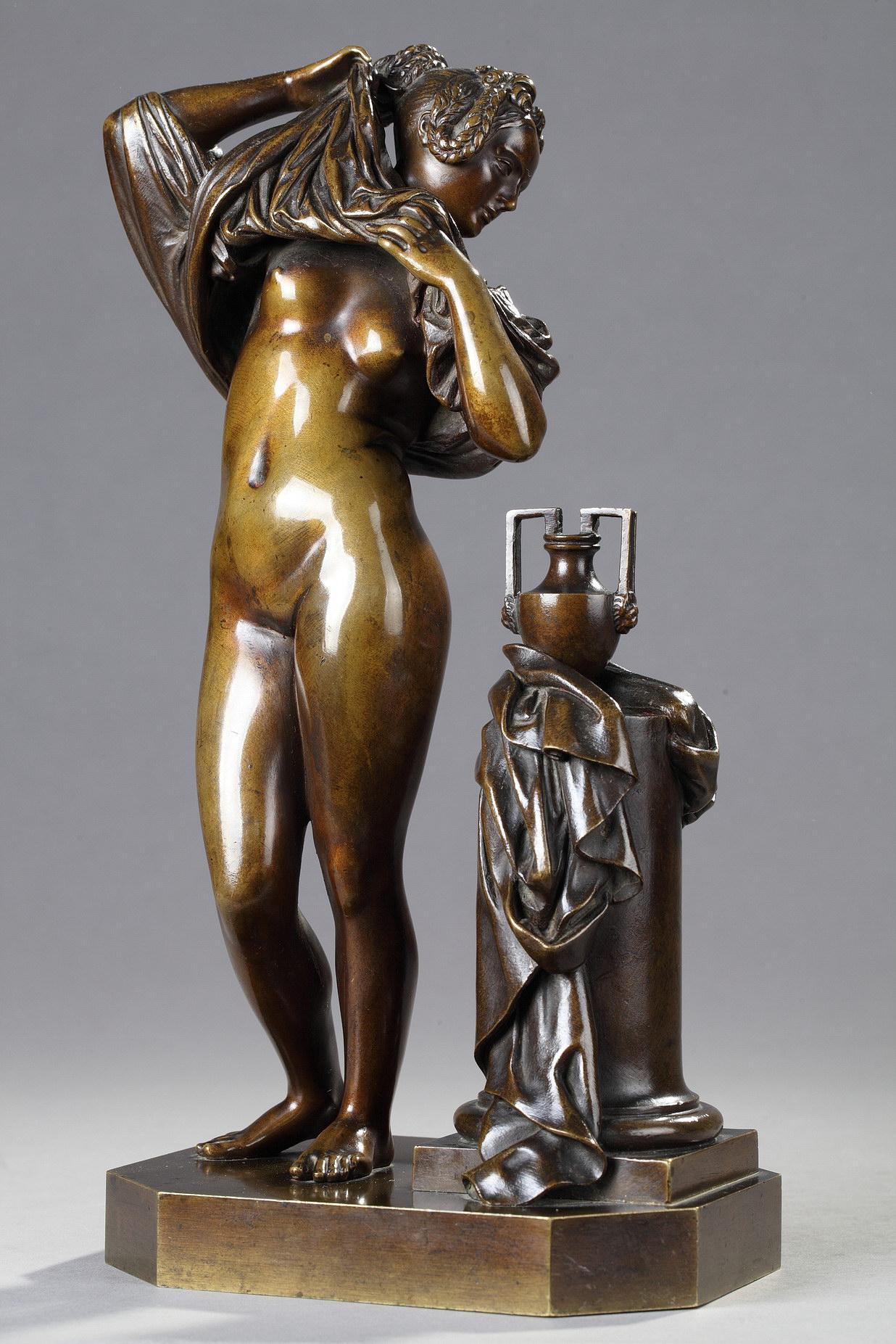 James Pradier Figurative Sculpture - Woman taking off her shirt