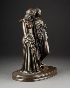 James Pradier (1790-1852) : "Due muse" Bronzo patinato - XIX secolo