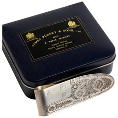 James Purdey & Sons Silver Money Clip, Hallmarked London 1984, with Signed Box