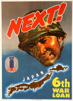 Vintage Original American WWII 1944 Poster by Bingham - Next 6th War Loan Large