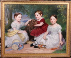 Portrait of children and a dog, painting, Great-Britain, romantism, academy