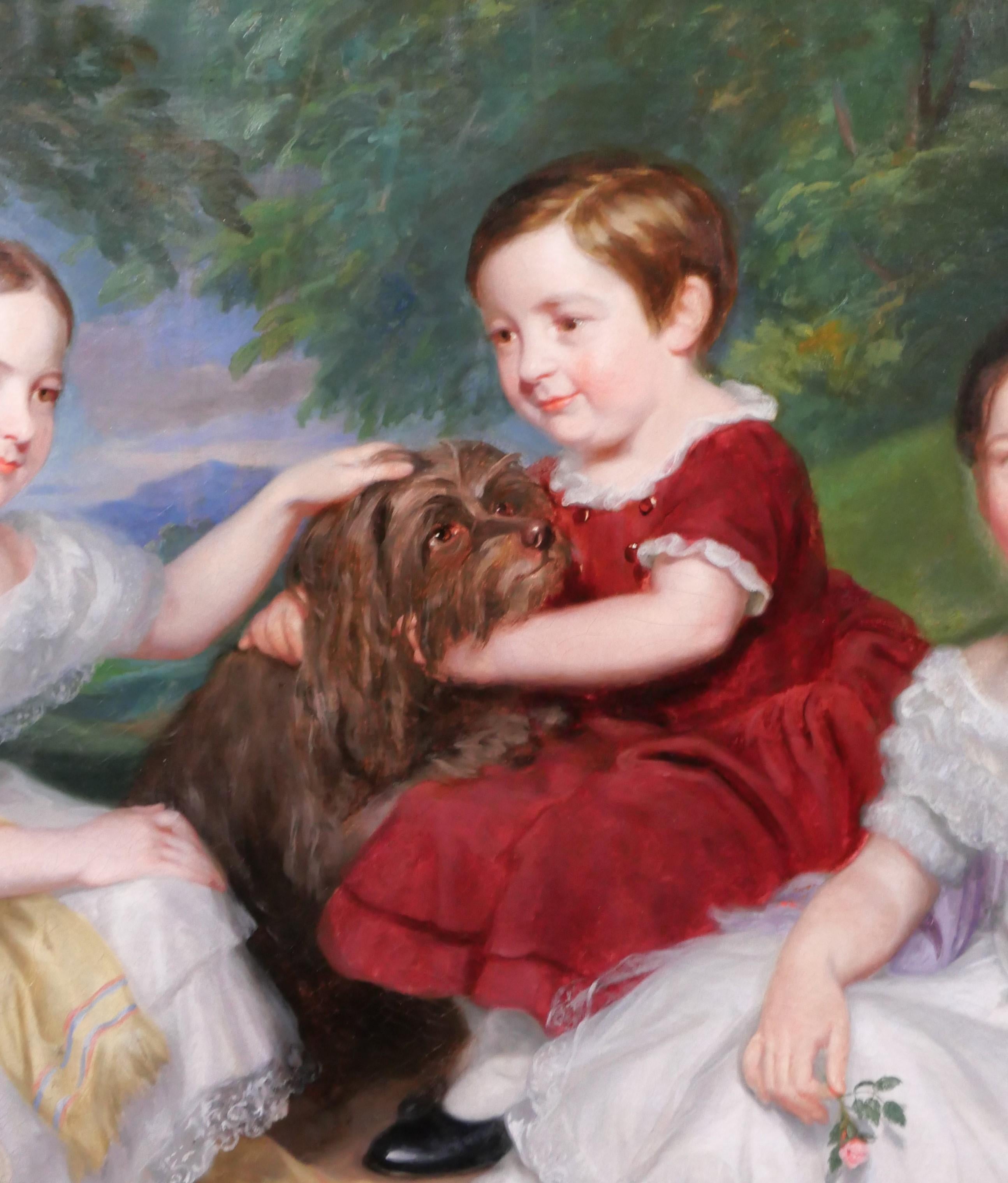 Retrato de niños y un perro, pintura, Gran Bretaña, romanticismo, academia en venta 1