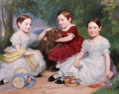 Portrait of children and a dog, painting, Great-Britain, romantism, academy