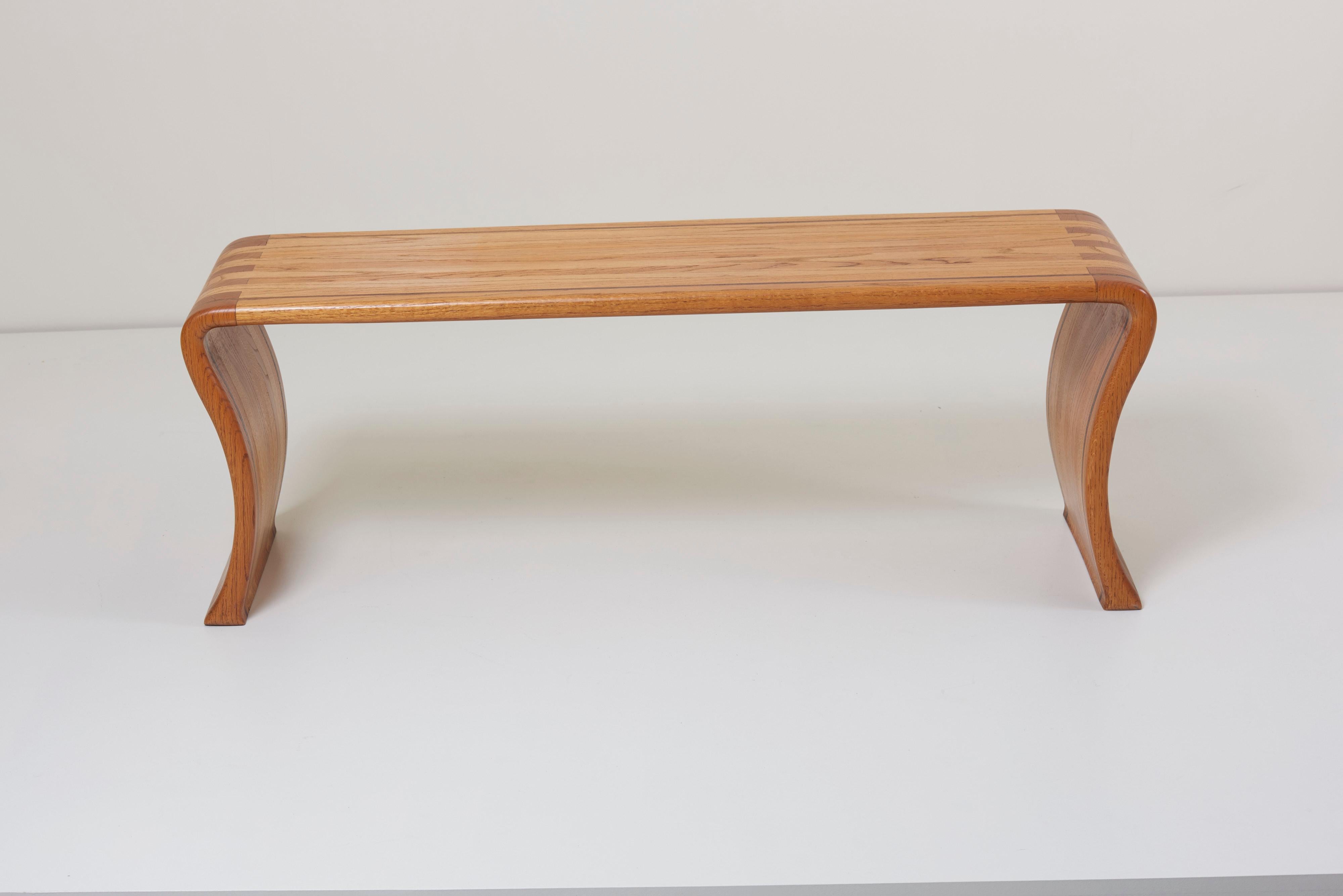 Mid-Century Modern James Rannefeld Jawar Studio Laminate Wood Ribbon Bench, US