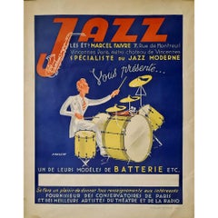 Cartel original de 1945 de James Rassiat - Especialista en Jazz Marcel Faivre