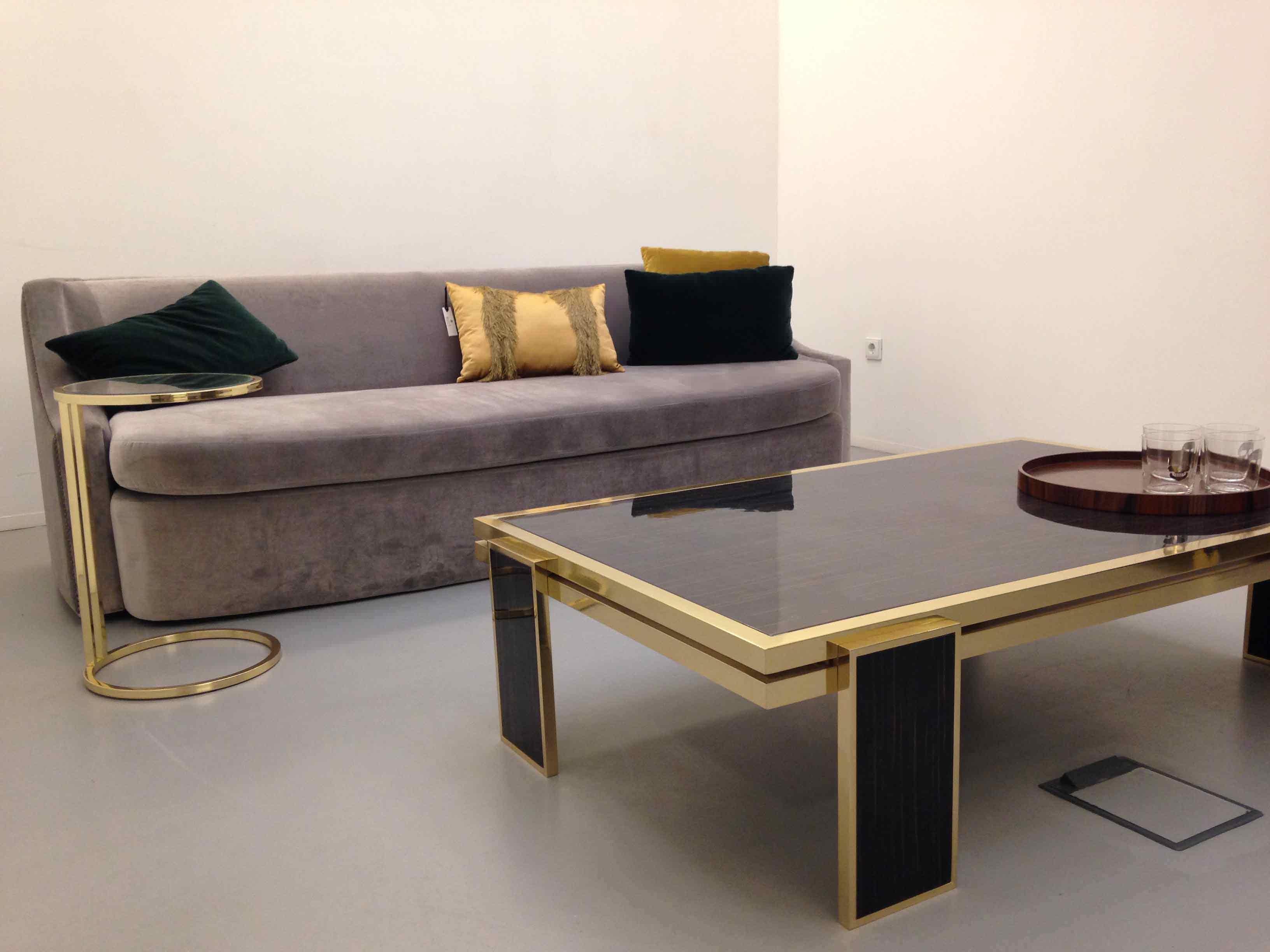 Modern James Rectangular Polished Brass Coffee Table For Sale