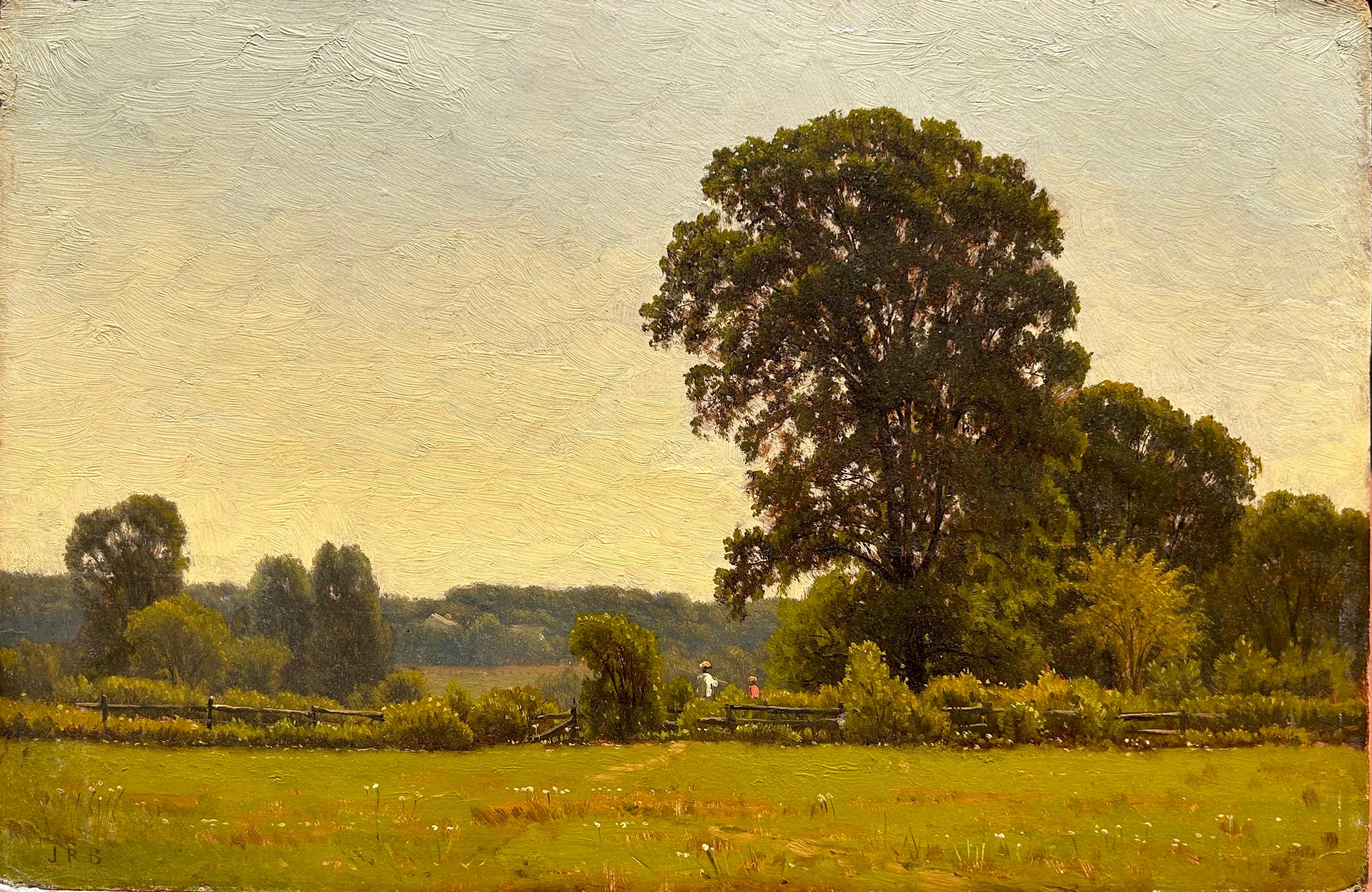 Paisaje de verano al óleo - Painting Escuela del río Hudson de James Renwick Brevoort 