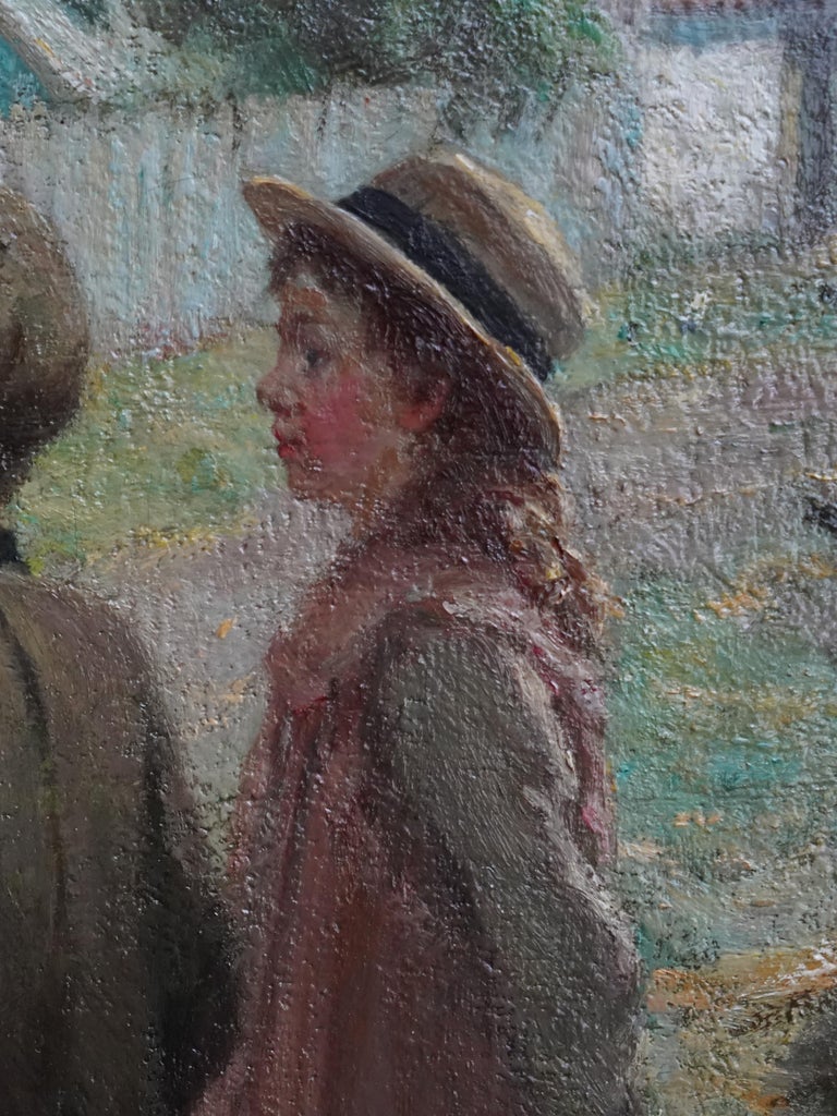 The Young Art Critics - Scottish Edwardian art portrait landscape oil painting For Sale 1