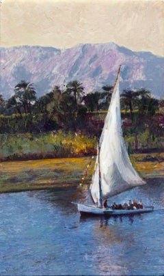 Evening on the Nile River Impressionist Painting 