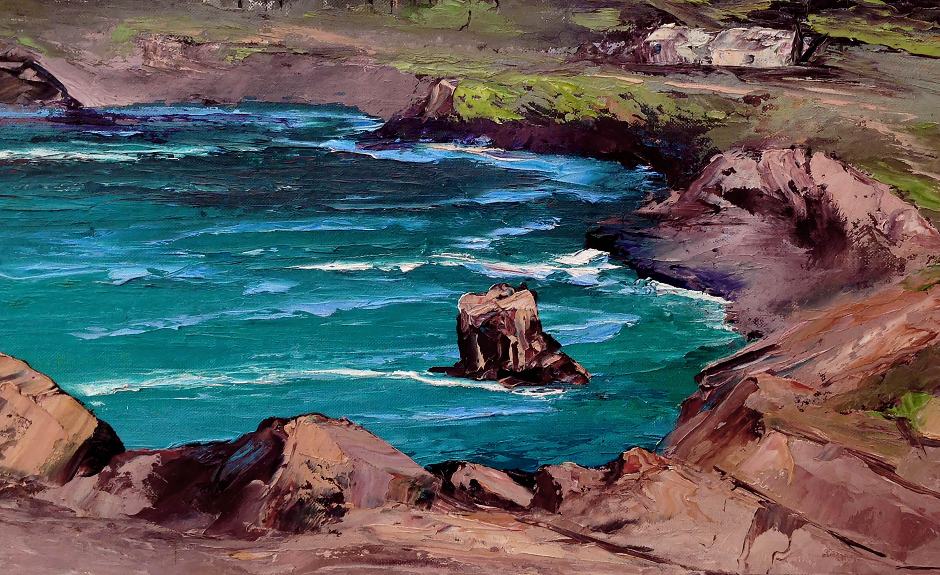 Mid Century California Landscape -- Carmel Cove - Painting by James Riley Stevenson