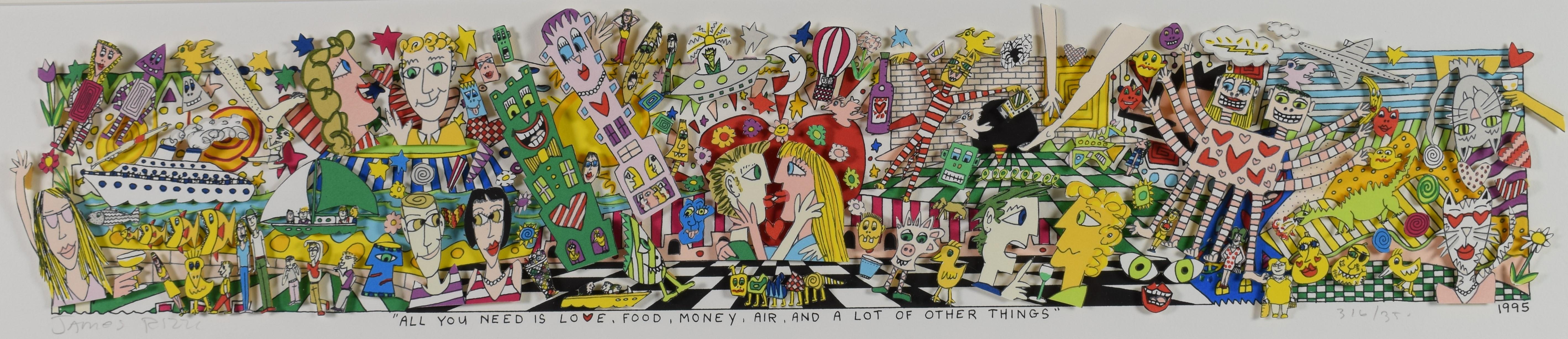 All you need is love, food, money, air, and a lot of other things - Pop Art- 3D - Mixed Media Art by James Rizzi