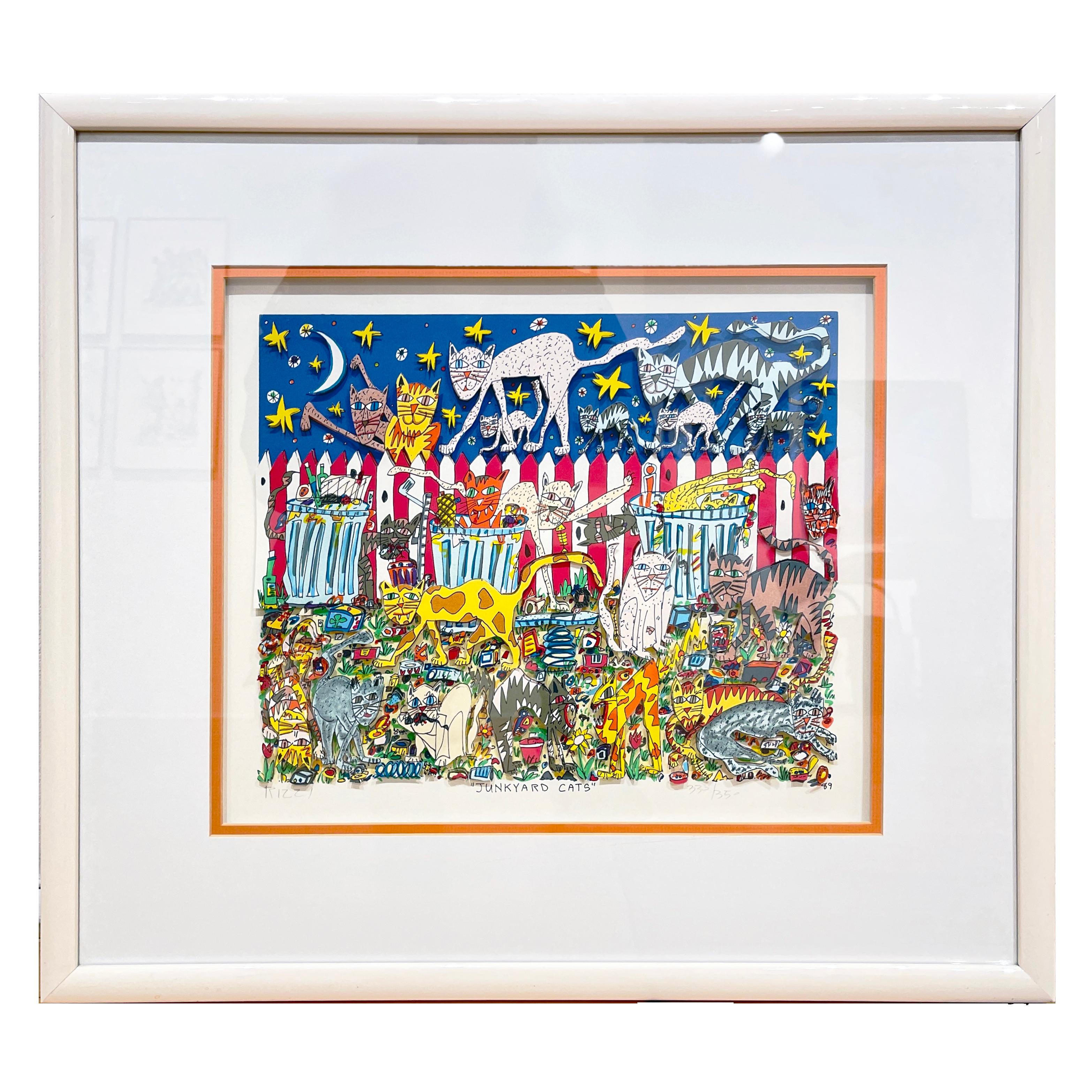 James Rizzi was an American Pop artist best known for his vibrant, youthful graphics and his three-dimensional prints. He was the official artist for the 1996 Olympic Games in Atlanta, adorning the famous logo with his noodle-like drawing style.
