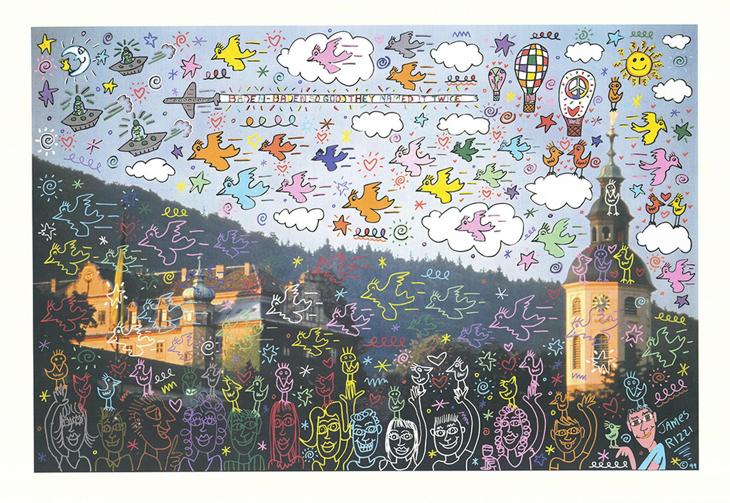 Baden-Baden so Good They Named It Twice - Print by James Rizzi