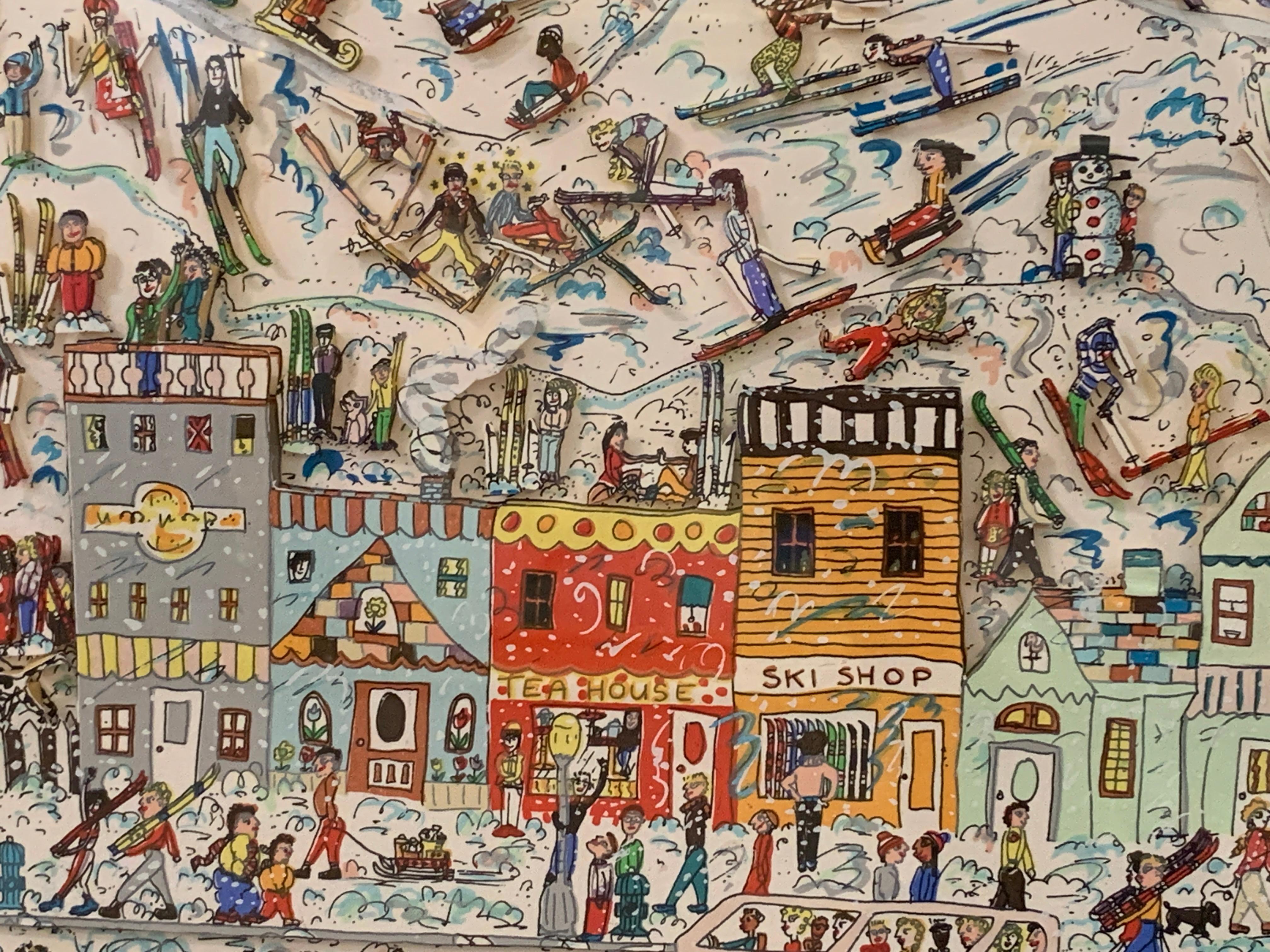 « It's the Altitude », James Rizzi, lithographie en 3D, 66 x 91 cm, Pop Art, ski de neige 5