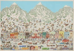 « It's the Altitude », James Rizzi, lithographie en 3D, 66 x 91 cm, Pop Art, ski de neige