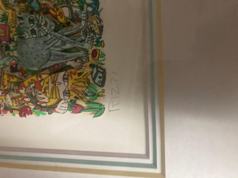 ジェームス・リジィ　JUNKYARD CATS James Rizzi 3d Lithograph “junkyard Cats” Signed and