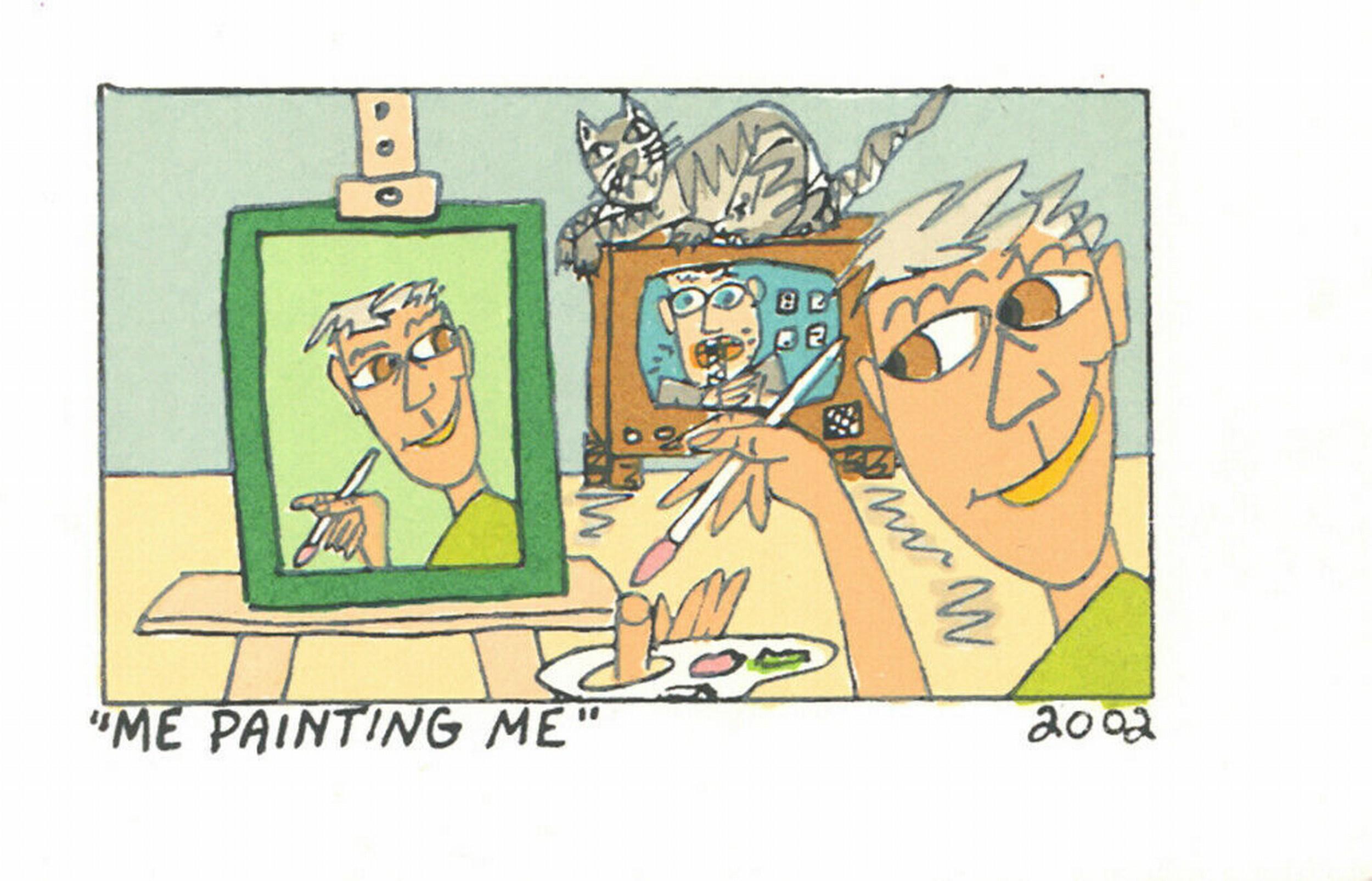 Me painting Me - Print by James Rizzi