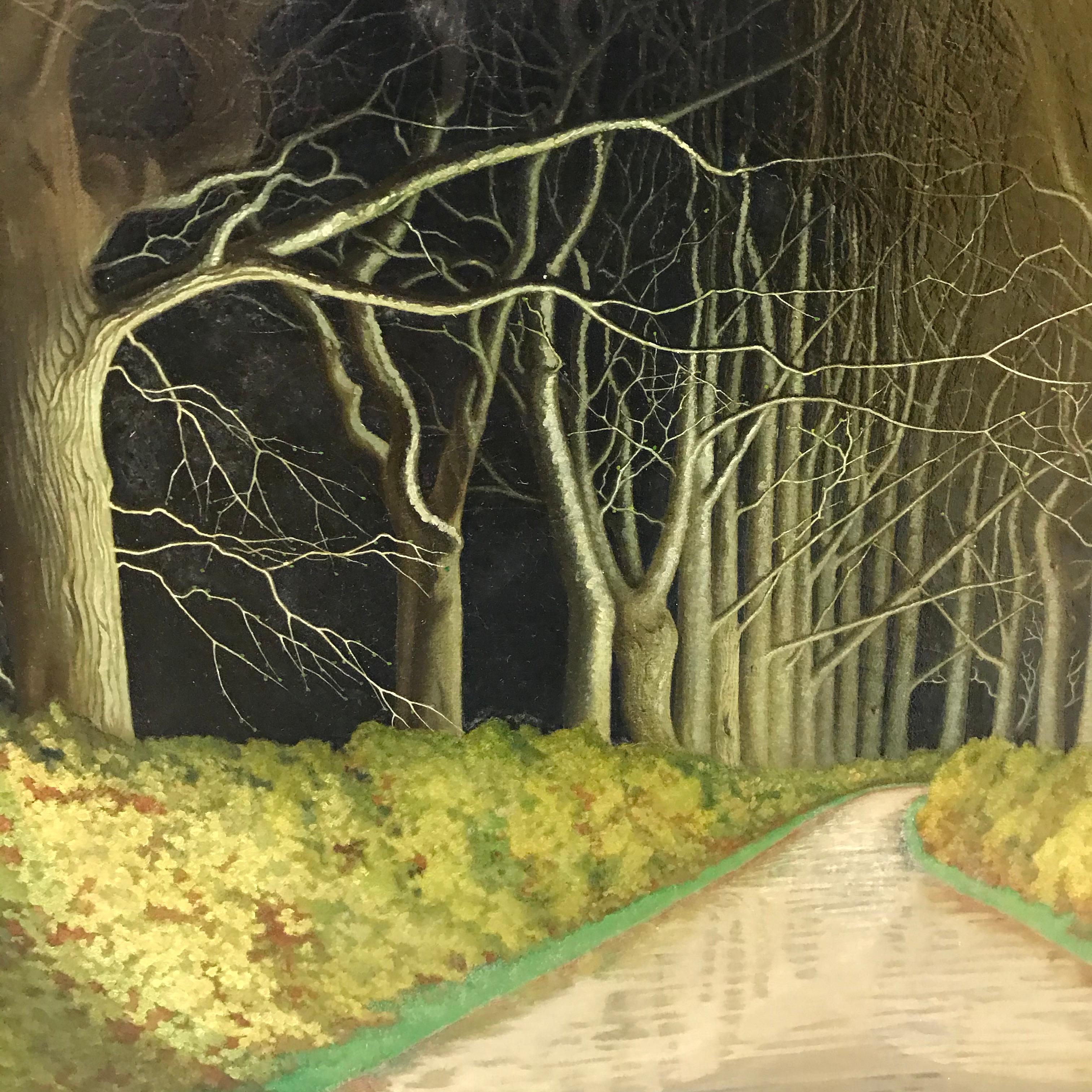 Drive de nuit - Marron Landscape Painting par James Robert Granville Exley