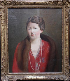 Portrait of Elizabeth Exley - British Art Deco 1930's  portrait oil painting