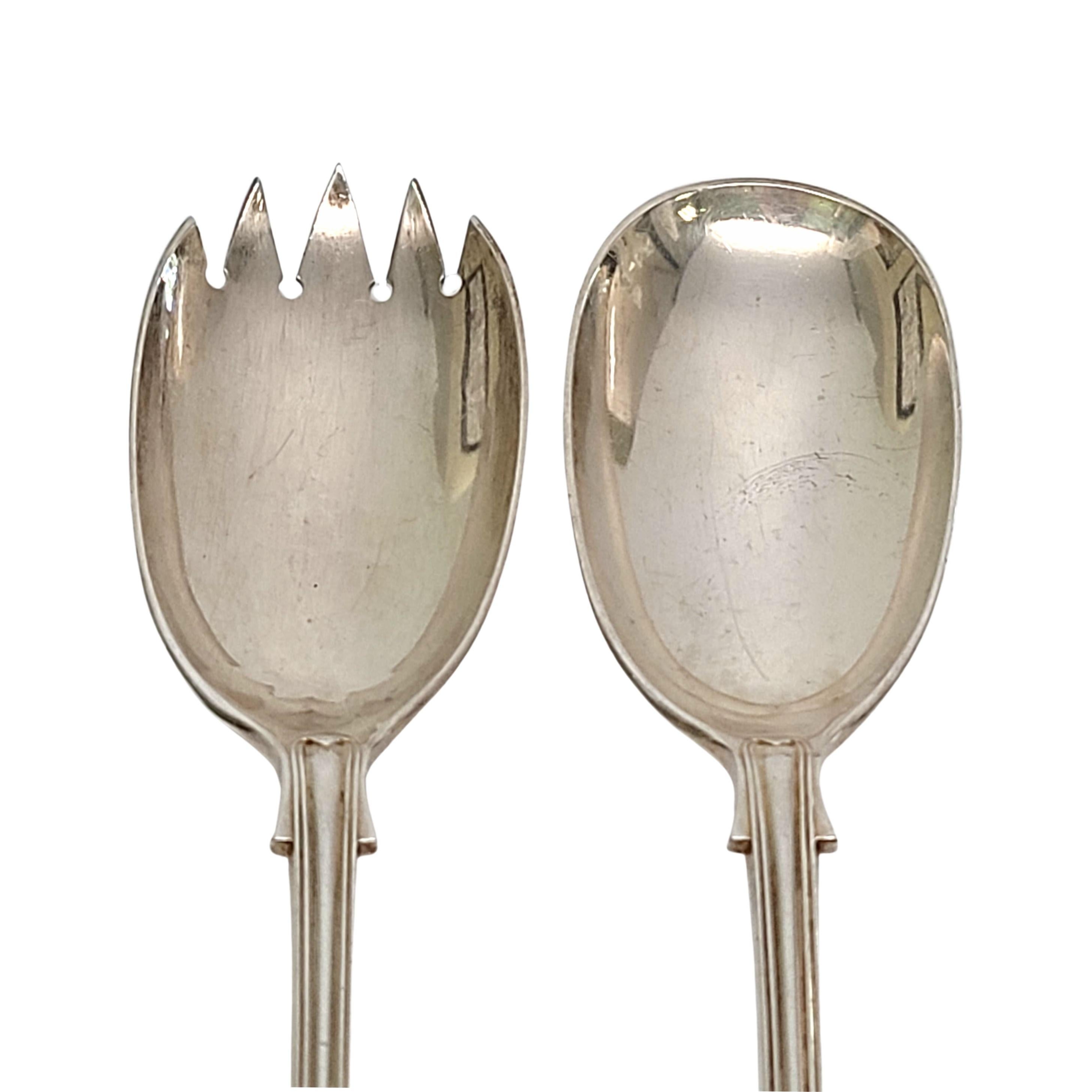 James Robinson Fiddle Thread & Shell Sterling Silver Salad Serving Set In Good Condition In Washington Depot, CT