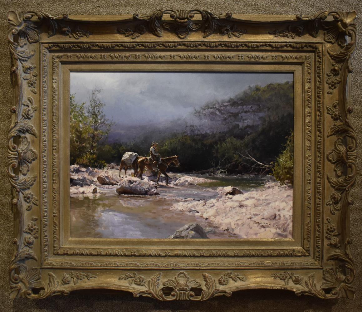 JAMES ROBINSON ACRYLIC WESTERN LANDSCAPE «MORNING SHOWERS » - Painting de James Robinson