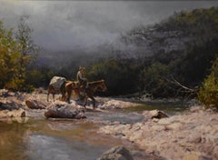 "MORNING SHOWERS" JAMES ROBINSON ACRYLIC WESTERN LANDSCAPE