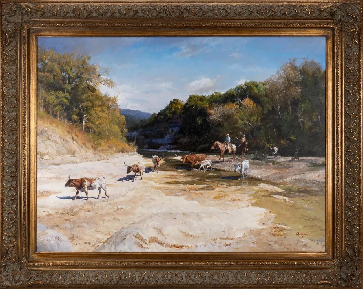 James Robinson
(1944-2015)
Austin, Dallas, Houston Künstler
Bildgröße: 30 x 40
Rahmengröße: 40 x 50
Medium: Acryl
"Die Cowboys" Texas Hill Country
Biografie
James Robinson (1944-2015)
Biografie
BERUFSERFAHRUNG
Freischaffende Künstlerin
Austin,