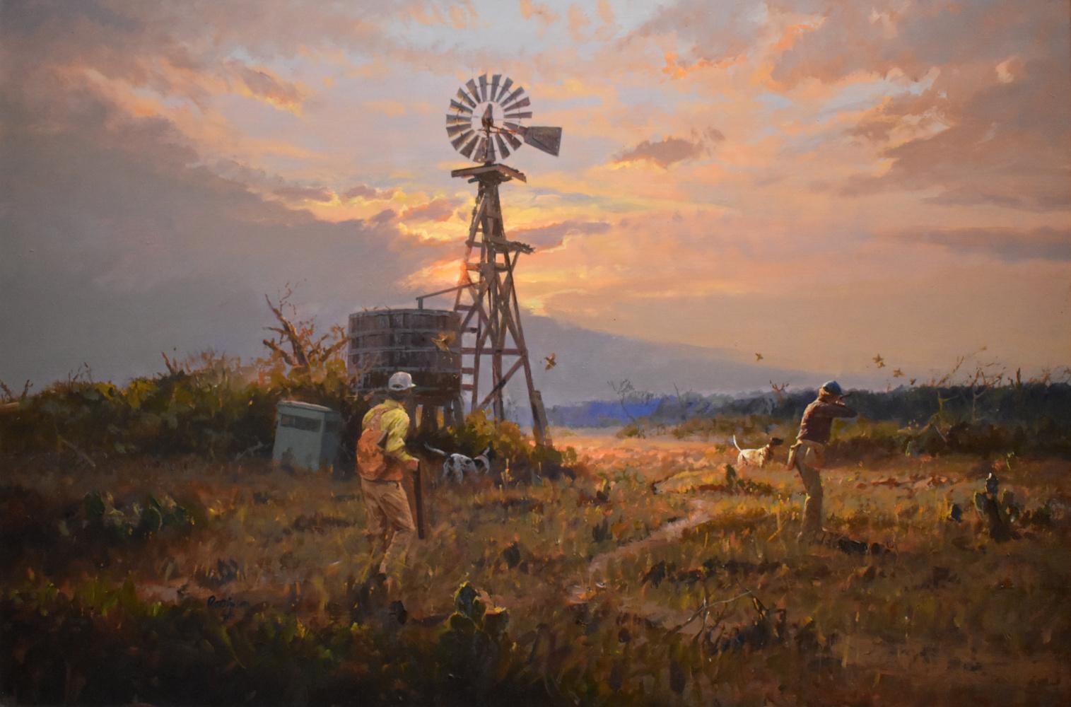 James Robinson Landscape Painting - "THE LAST SHOT" JAMES ROBINSON TEXAS WESTERN LANDSCAPE
