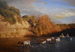 « THE TEXAS WAY » HILL COUNTRY James Robinson (1944-2015)LONGHORNS FRAME 48 X 60 