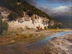 "YESTERYEAR" TEXAS HILL COUNTRY Robinson (1944-2015) PINTURA DEL OESTE MARCO 48X60