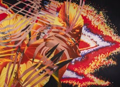 Flores ante el sol - Óleo abstracto a gran escala sobre lienzo, 1989