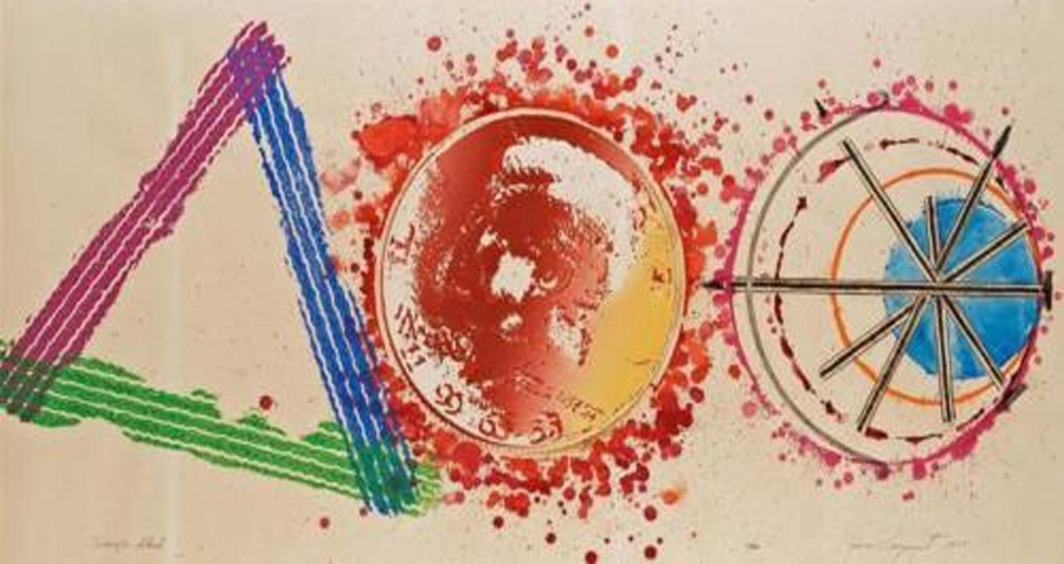James Rosenquist (American, 1933–2017) Title: Triangle Skid (the Assassination of President Kennedy) 1975, Medium: Original one of a kind mixed media Drawing, Watercolor and collage on paper Size: 92 x 190 cm. (36.2 x 74.8 in.) Hand Signed and