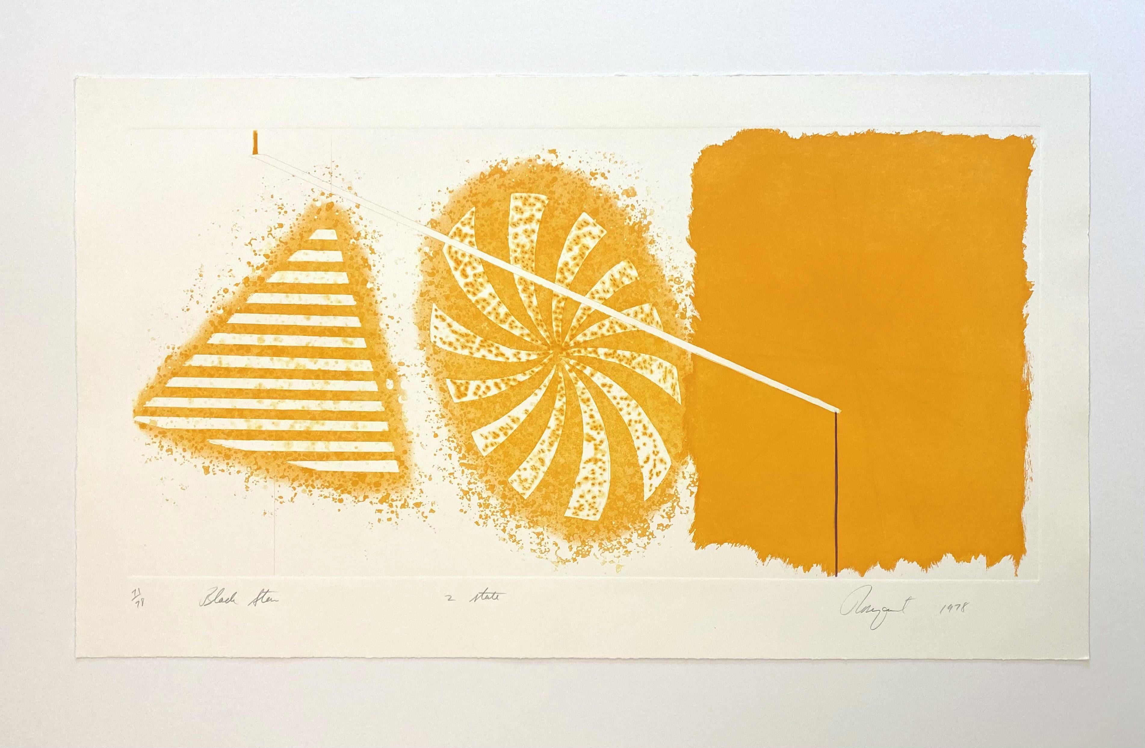James Rosenquist Abstract Print - Black Star (Orange 2nd State)